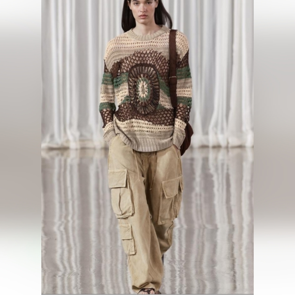 Zara Limited Edition Beaded Crochet Sweater Sz M-L